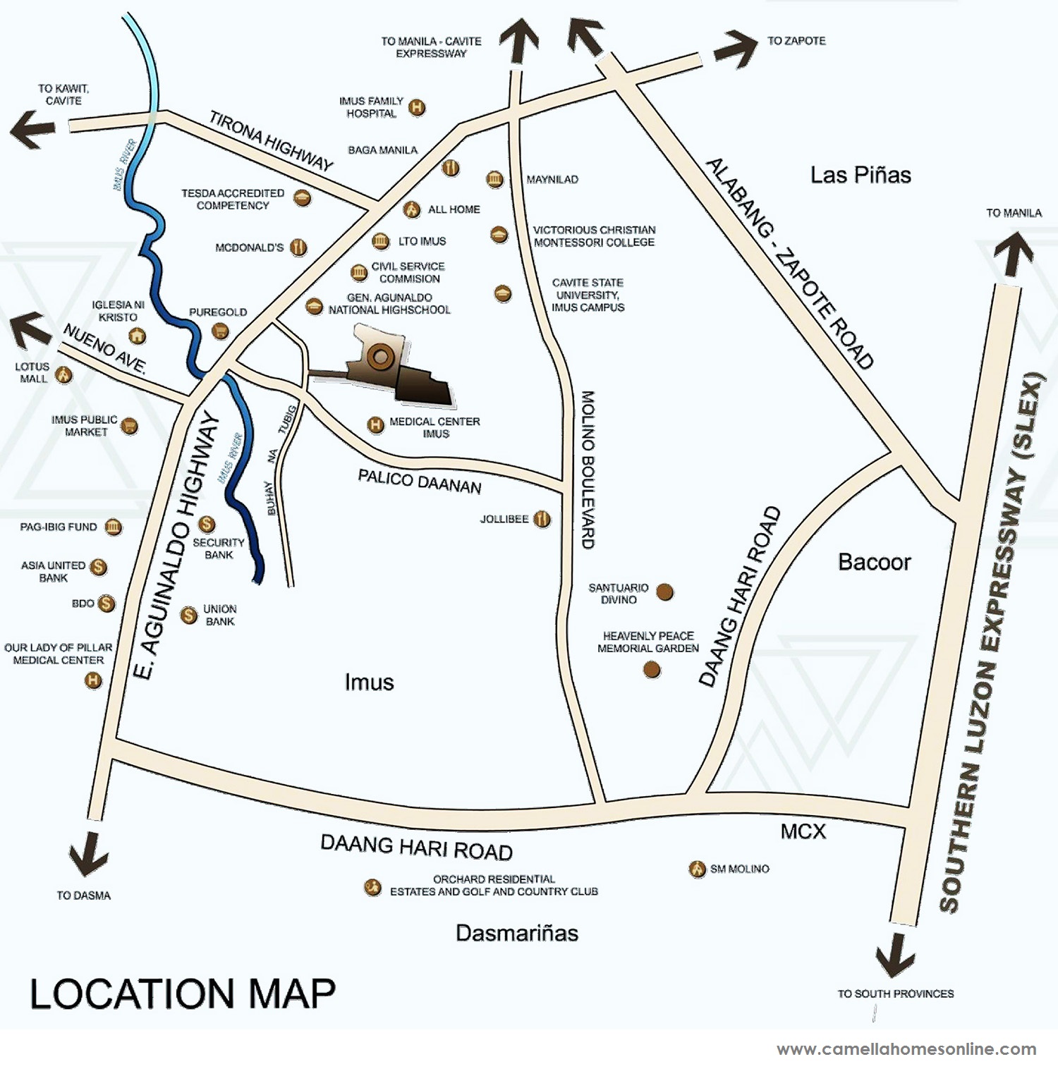 Vicinity Map Location One (1) Bedroom 30 Sqm - Camella Condo Homes Bacoor | Camella Condominium for Sale Bacoor Cavite